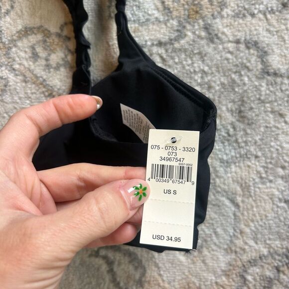 NWT Aerie Black Ruffle Bikini Top S - Picture 3 of 3